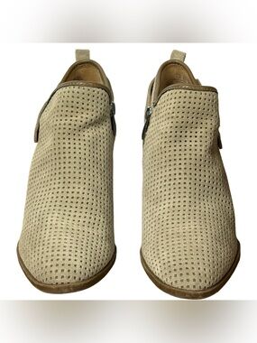 Franco Sarto Perforated Suede Ankle Booties to Block Heel Women's 8.5